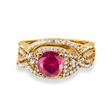 Halo Wedding Trio Piece Ring Simulated Cubic Zirconia 925 Sterling Silver