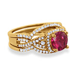 Halo Wedding Trio Piece Ring Simulated Cubic Zirconia 925 Sterling Silver