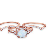 Halo Wedding Trio Piece Ring Simulated Cubic Zirconia 925 Sterling Silver