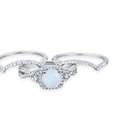 Halo Wedding Trio Piece Ring Simulated Cubic Zirconia 925 Sterling Silver