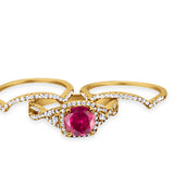 Halo Wedding Trio Piece Ring Simulated Cubic Zirconia 925 Sterling Silver