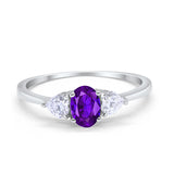 3-Stone Fashion Promise Ring Oval Simulated Cubic Zirconia 925 Sterling Silver