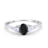 3-Stone Fashion Promise Ring Oval Simulated Cubic Zirconia 925 Sterling Silver