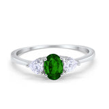 3-Stone Fashion Promise Ring Oval Simulated Cubic Zirconia 925 Sterling Silver