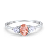 3-Stone Fashion Promise Ring Oval Simulated Cubic Zirconia 925 Sterling Silver