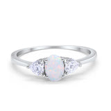 3-Stone Fashion Promise Ring Oval Simulated Cubic Zirconia 925 Sterling Silver