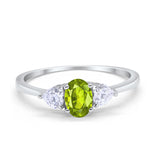 3-Stone Fashion Promise Ring Oval Simulated Cubic Zirconia 925 Sterling Silver