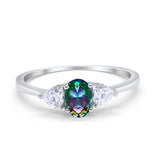 3-Stone Fashion Promise Ring Oval Simulated Cubic Zirconia 925 Sterling Silver