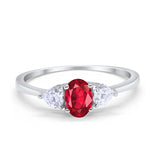 3-Stone Fashion Promise Ring Oval Simulated Cubic Zirconia 925 Sterling Silver
