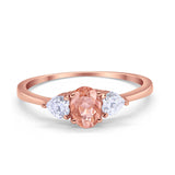 3-Stone Fashion Promise Ring Oval Simulated Cubic Zirconia 925 Sterling Silver