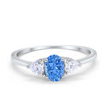 3-Stone Fashion Promise Ring Oval Simulated Cubic Zirconia 925 Sterling Silver
