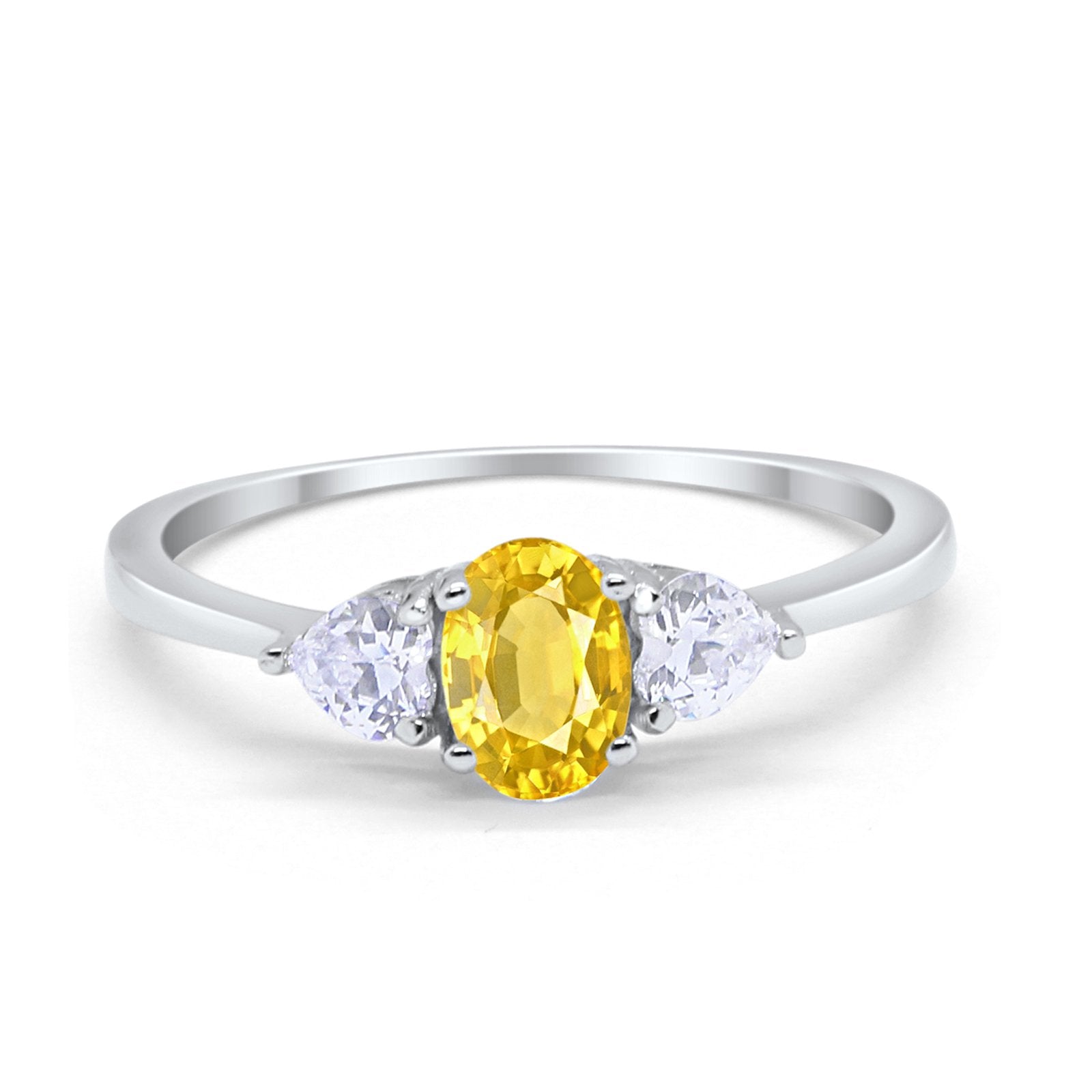 3-Stone Fashion Promise Ring Oval Simulated Cubic Zirconia 925 Sterling Silver