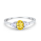 3-Stone Fashion Promise Ring Oval Simulated Cubic Zirconia 925 Sterling Silver