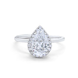Halo Teardrop Pear Engagement Ring Simulated Cubic Zirconia 925 Sterling Silver