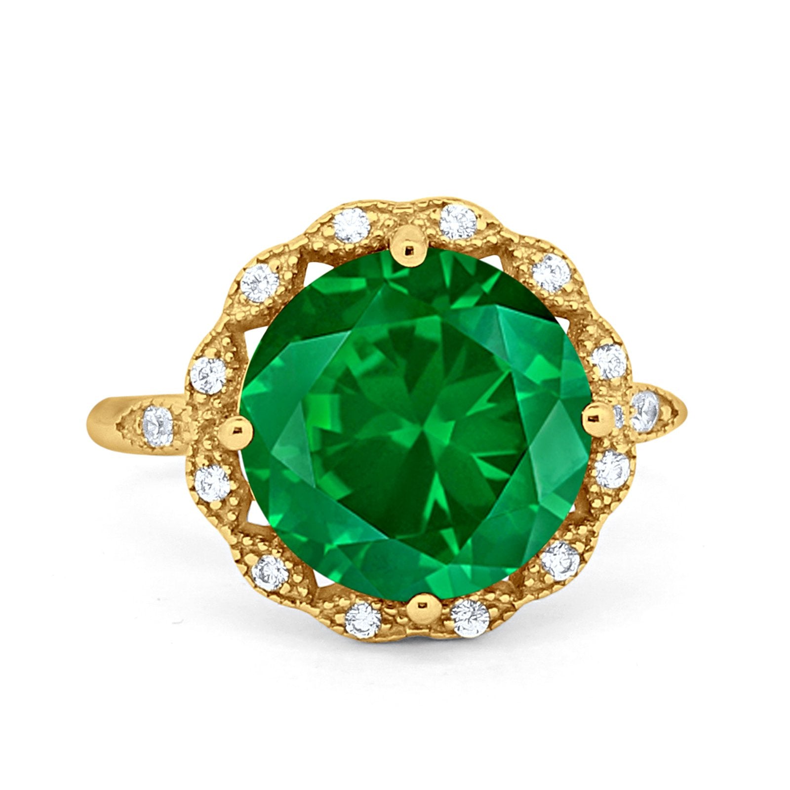 Art Deco Halo Wedding Engagement Cocktail Large Stone Cubic Zirconia Ring 925 Sterling Silver Choose Color