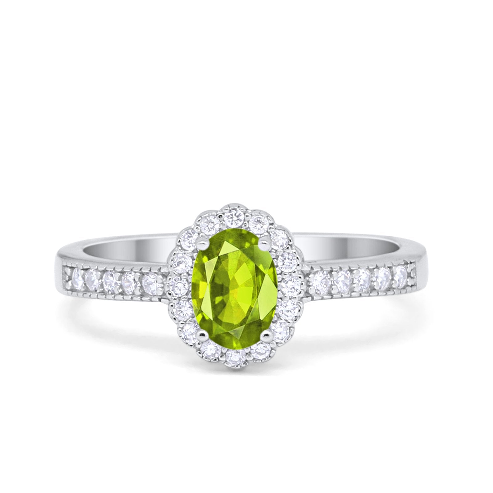 Halo Art Deco Floral Wedding Engagement Ring Oval Cubic Zirconia 925 Sterling Silver Choose Color