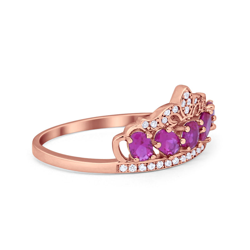 Crown Ring Oval Round Cubic Zirconia 925 Sterling Silver King Crown Princess