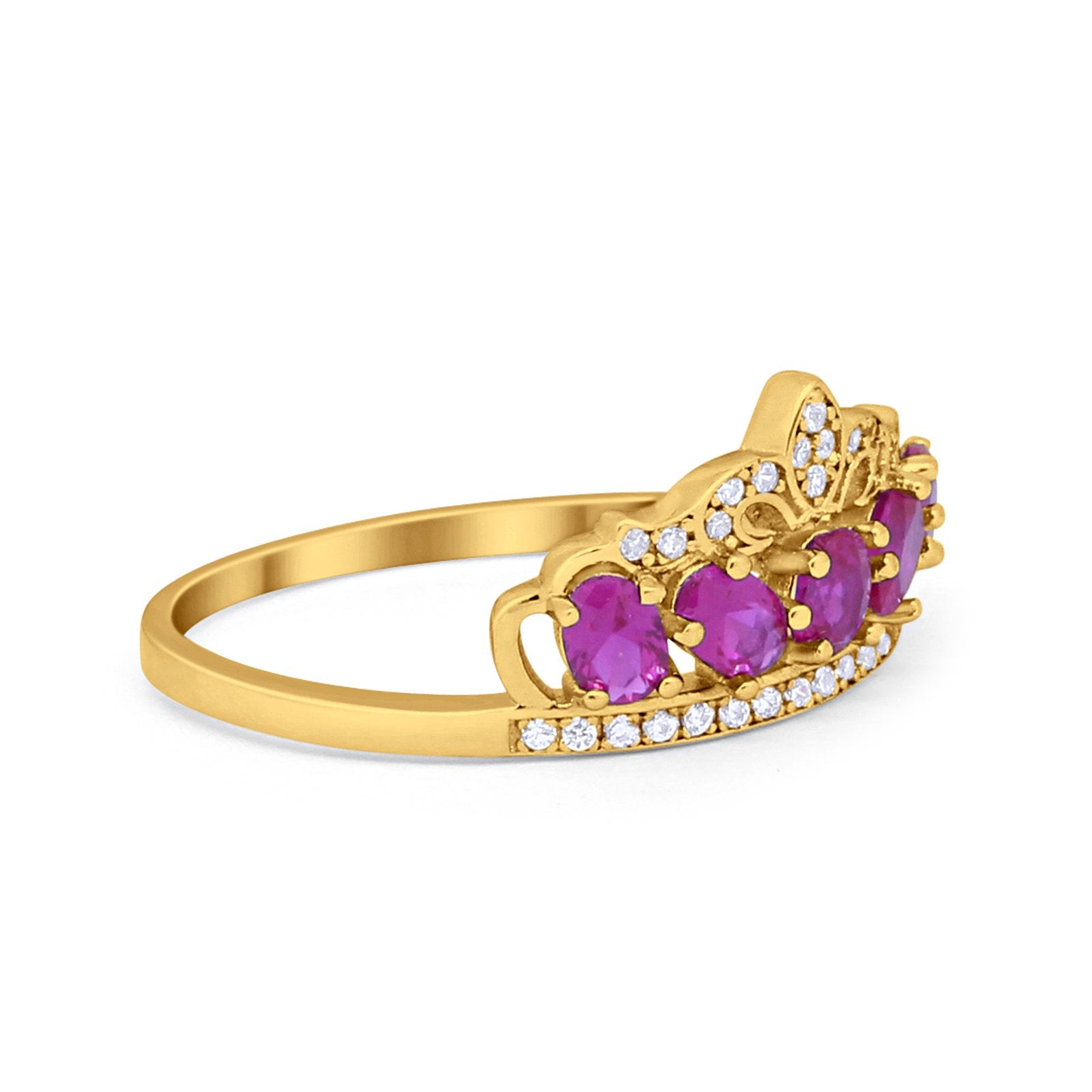 Crown Ring Oval Round Cubic Zirconia 925 Sterling Silver King Crown Princess