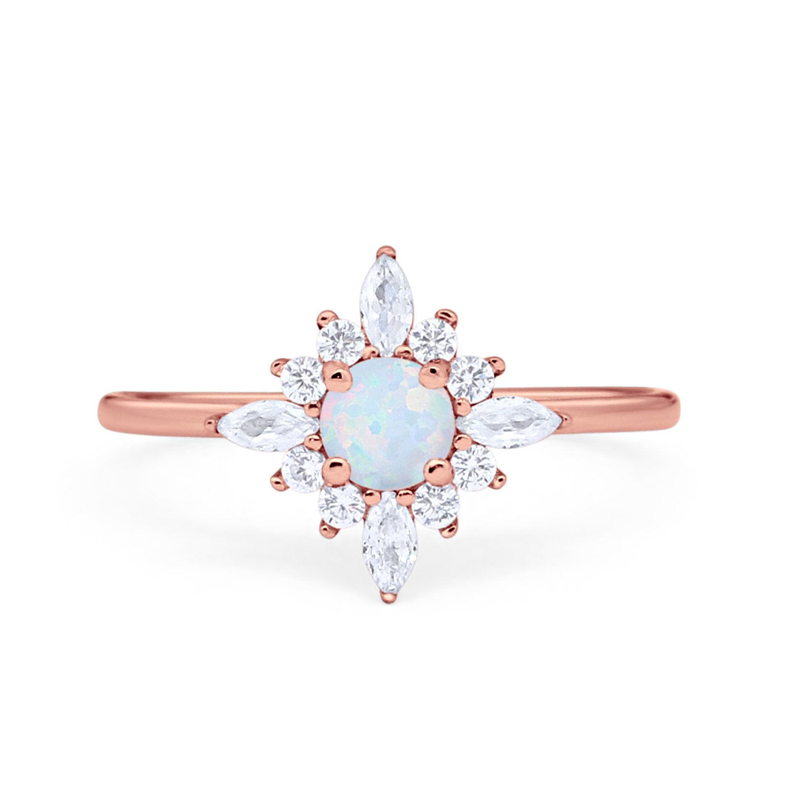 Cluster Wedding Engagement Ring Marquise Round Cubic Zirconia 925 Sterling Silver Choose Color