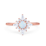 Cluster Wedding Engagement Ring Marquise Round Cubic Zirconia 925 Sterling Silver Choose Color