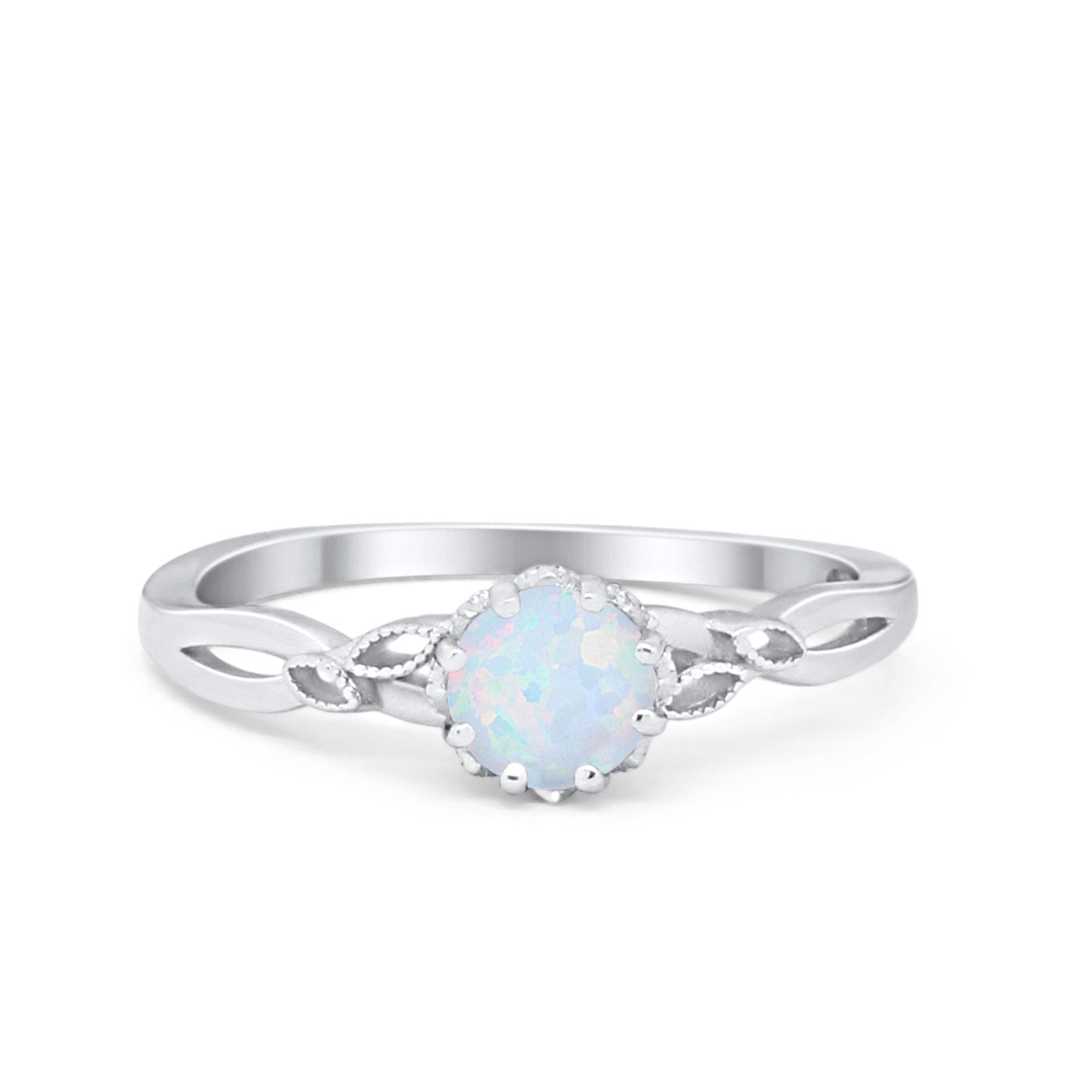 Art Deco Wedding Engagement Ring Round Cubic Zirconia 925 Sterling Silver Choose Color
