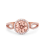 Halo Split Shank Wedding Engagement Ring Round Cubic Zirconia 925 Sterling Silver