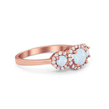 Three Stone Halo Wedding Engagement Promise Ring Simulated Cubic Zirconia 925 Sterling Silver