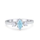 Three Stone Wedding Engagement Ring Marquise Round Cubic Zirconia 925 Sterling Silver Choose Color