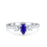 Three Stone Wedding Engagement Ring Marquise Round Cubic Zirconia 925 Sterling Silver Choose Color