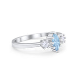 Three Stone Wedding Engagement Ring Marquise Round Cubic Zirconia 925 Sterling Silver Choose Color