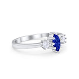 Three Stone Wedding Engagement Ring Marquise Round Cubic Zirconia 925 Sterling Silver Choose Color