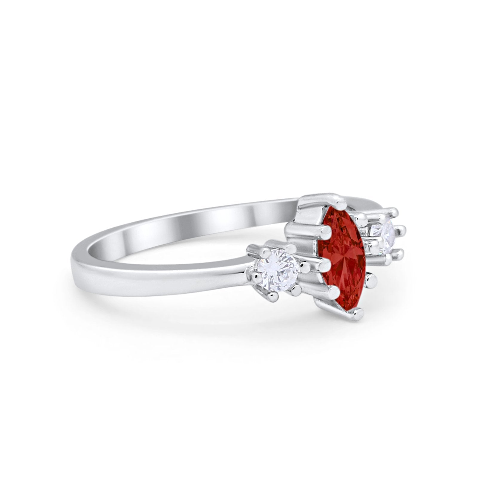 Three Stone Wedding Engagement Ring Marquise Round Cubic Zirconia 925 Sterling Silver Choose Color