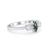 Three Stone Wedding Engagement Ring Marquise Round Cubic Zirconia 925 Sterling Silver Choose Color