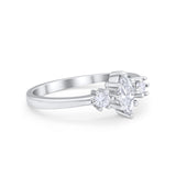 Three Stone Wedding Engagement Ring Marquise Round Cubic Zirconia 925 Sterling Silver Choose Color