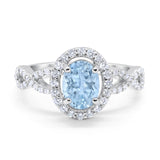 Infinity Art Deco Wedding Ring Oval Simulated Cubic Zirconia 925 Sterling Silver