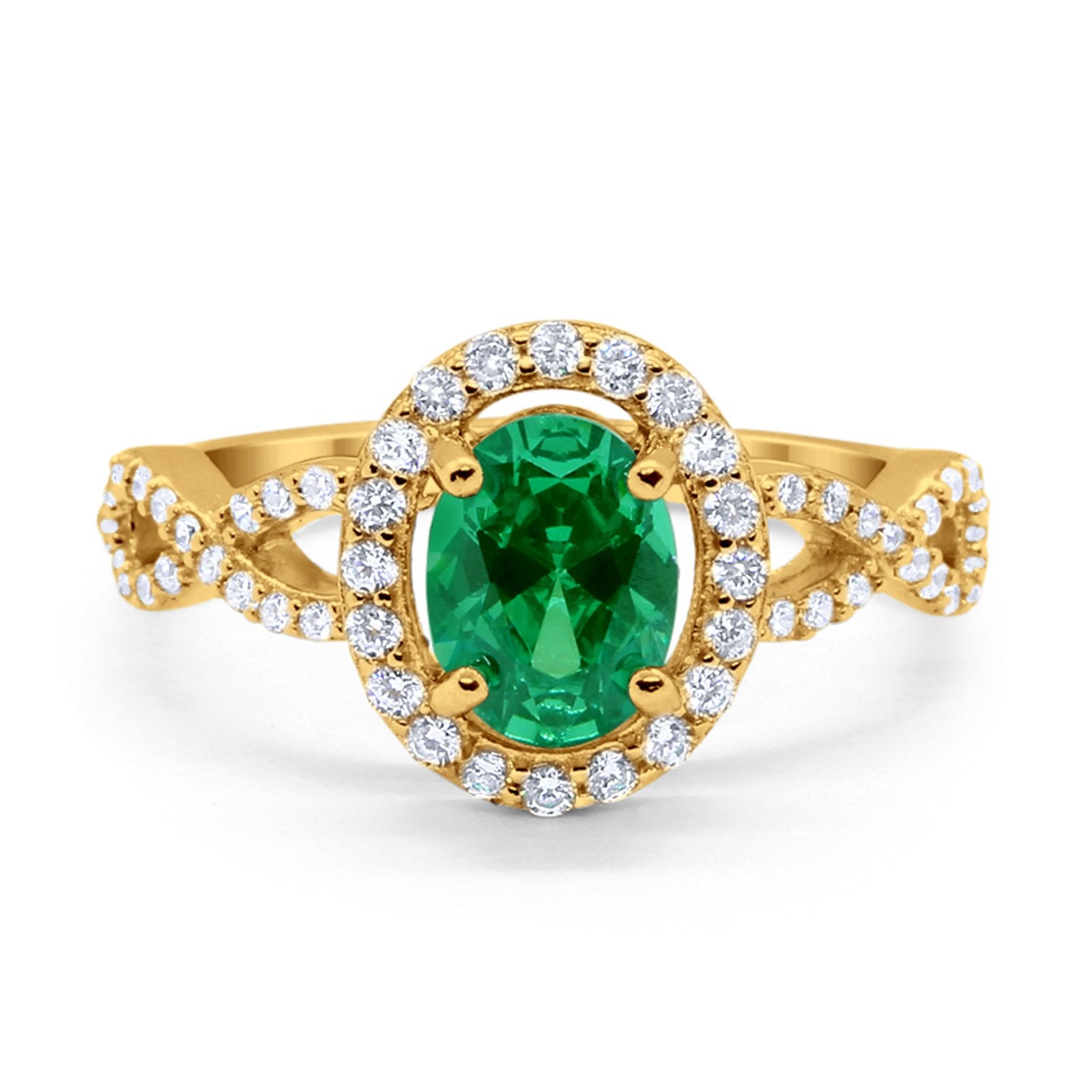 Infinity Art Deco Wedding Ring Oval Simulated Cubic Zirconia 925 Sterling Silver