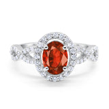 Infinity Art Deco Wedding Ring Oval Simulated Cubic Zirconia 925 Sterling Silver