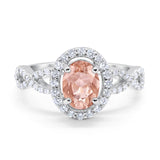 Infinity Art Deco Wedding Ring Oval Simulated Cubic Zirconia 925 Sterling Silver