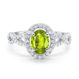 Infinity Art Deco Wedding Ring Oval Simulated Cubic Zirconia 925 Sterling Silver