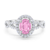 Infinity Art Deco Wedding Ring Oval Simulated Cubic Zirconia 925 Sterling Silver