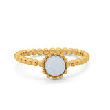 Crown Design Wedding Ring Round Cubic Zirconia White Opal 925 Sterling Silver