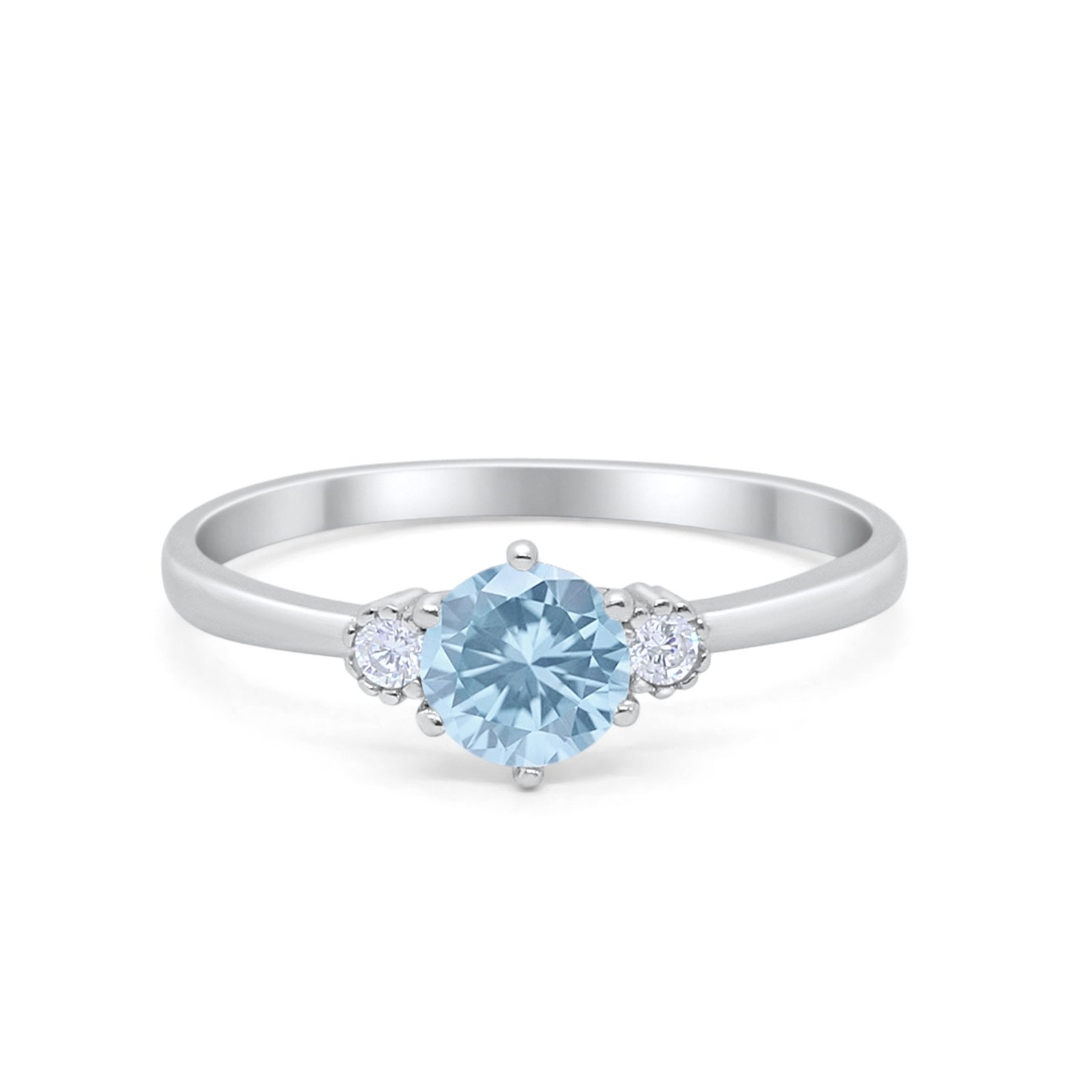 Three Stone Art Deco Wedding Engagement Ring Round Cubic Zirconia 925 Sterling Silver