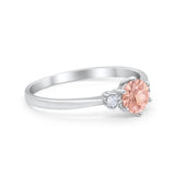 Three Stone Art Deco Wedding Engagement Ring Round Cubic Zirconia 925 Sterling Silver