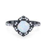 Cushion Art Deco Halo Wedding Engagement 925 Sterling Silver Round Cubic Zirconia