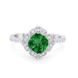 Cushion Art Deco Halo Wedding Engagement 925 Sterling Silver Round Cubic Zirconia