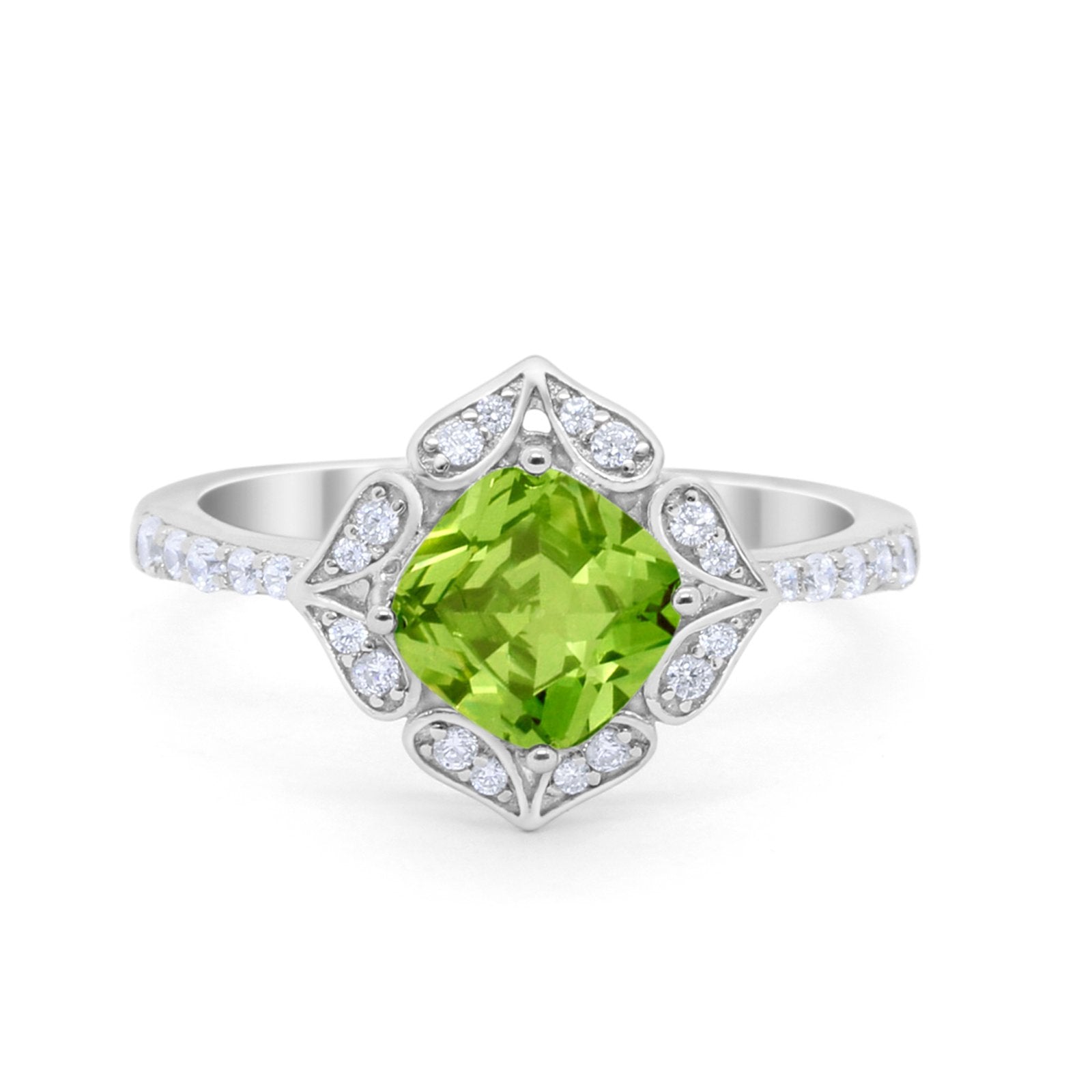 Cushion Art Deco Halo Wedding Engagement 925 Sterling Silver Round Cubic Zirconia