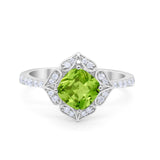 Cushion Art Deco Halo Wedding Engagement 925 Sterling Silver Round Cubic Zirconia