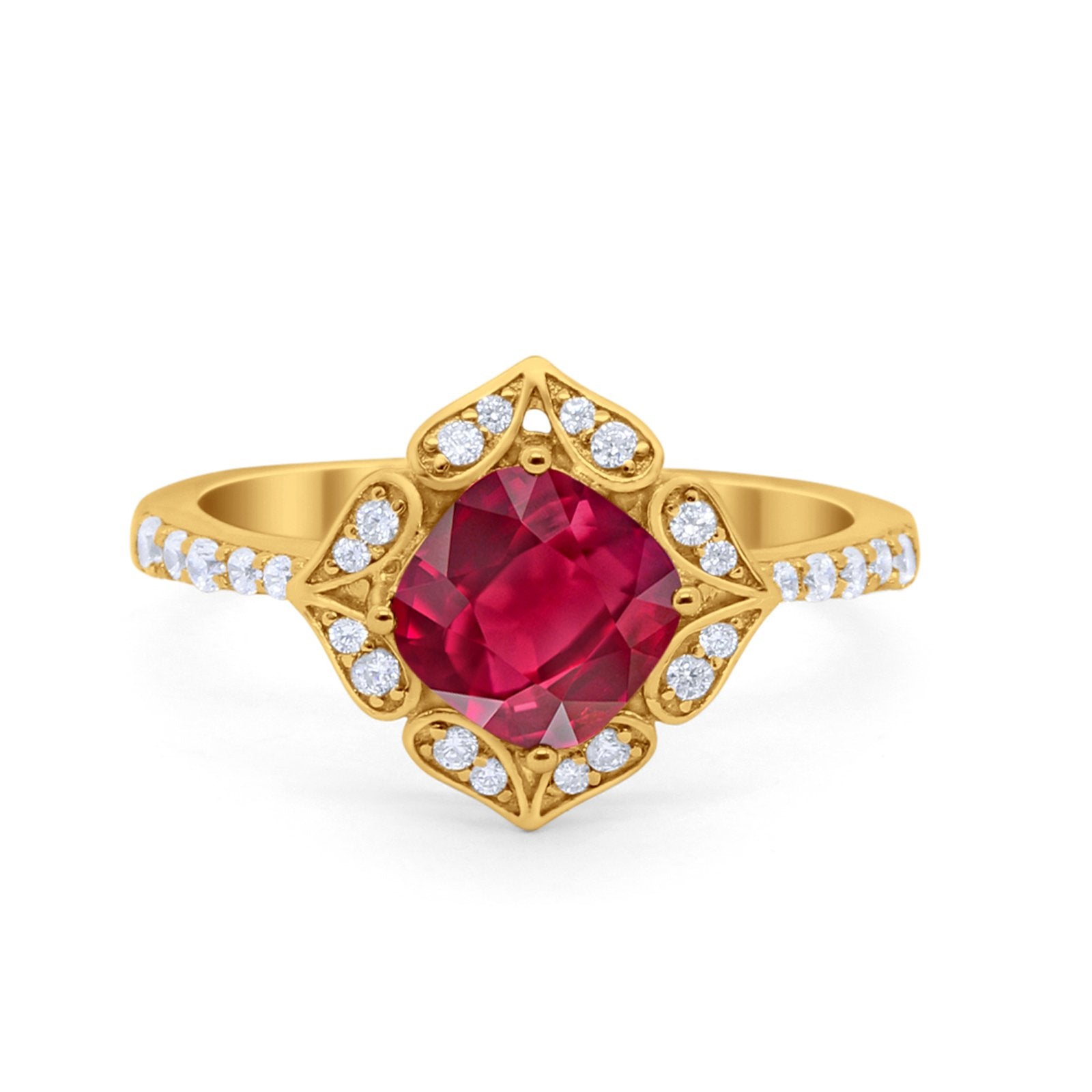 Cushion Art Deco Halo Wedding Engagement 925 Sterling Silver Round Cubic Zirconia