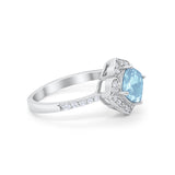 Cushion Art Deco Halo Wedding Engagement 925 Sterling Silver Round Cubic Zirconia