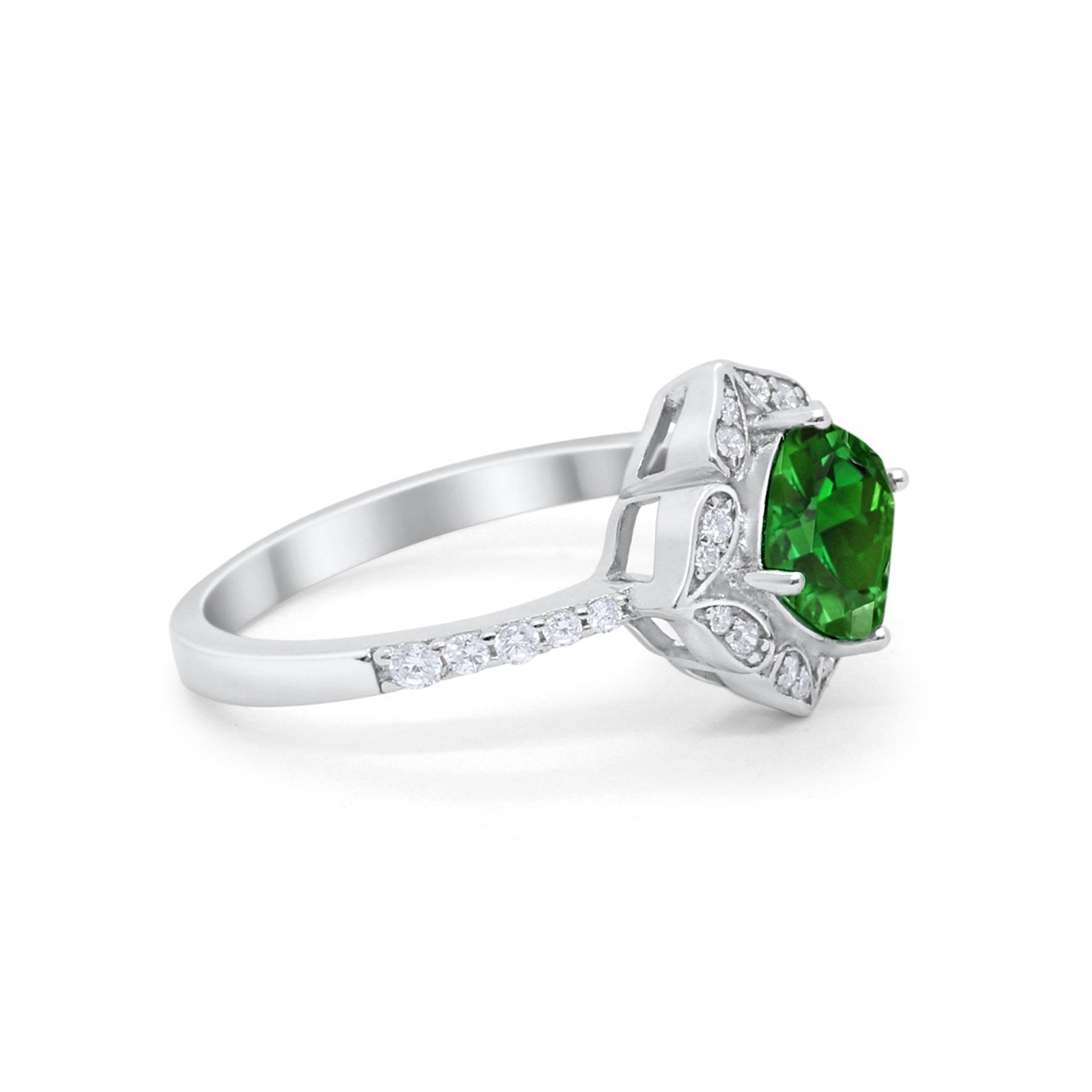 Cushion Art Deco Halo Wedding Engagement 925 Sterling Silver Round Cubic Zirconia